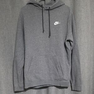 Nike Men's Dark Gray Pullover Hoodie with Logo